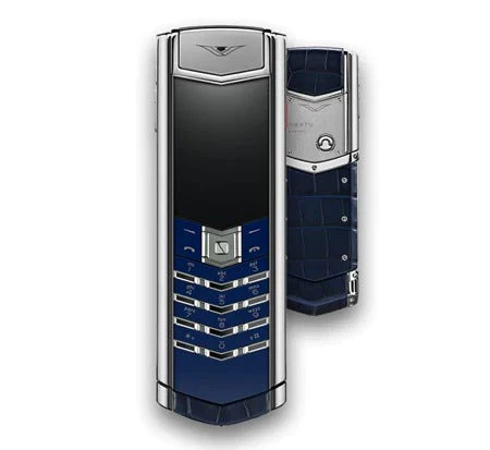 Vertu Signature S SIlver Blue Crocodile Leather Keypad Mobile Phone - Image 2