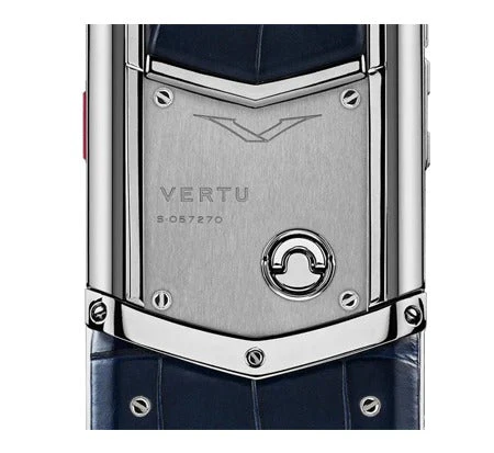 Vertu Signature S SIlver Blue Crocodile Leather Keypad Mobile Phone - Image 4